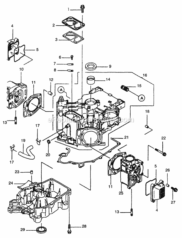 18 Hp Cylinder/Crankcase Diagram and Parts List for Z54L 53AC365K100 Cub Cadet Lawn Mower
